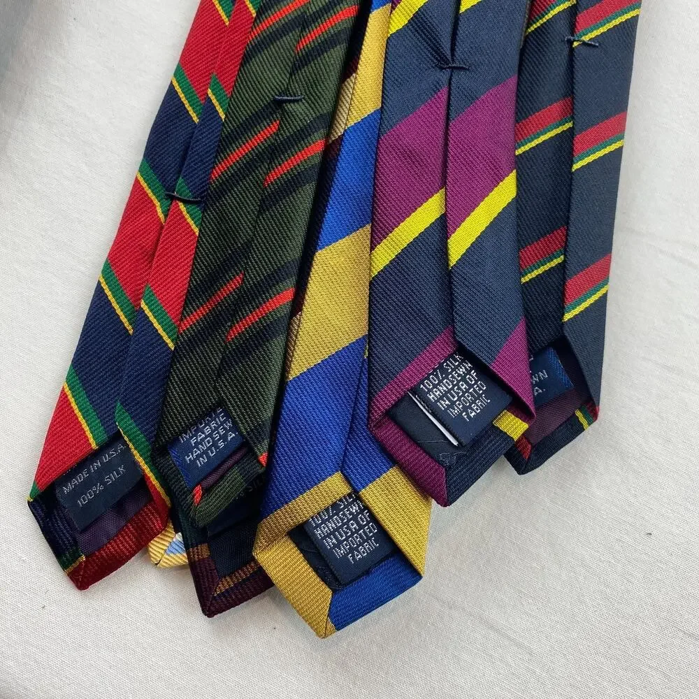 Lot of 18 LANDS END 100% Silk Neckties Rep Striped Equestrian Paisley USA VTG
